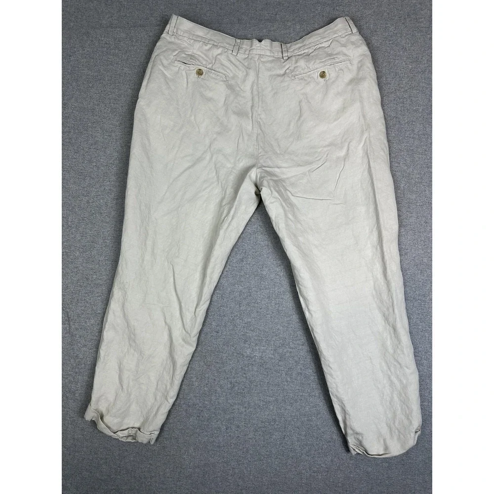 Daniel Cremieux Pants Mens 36x27 White Silk Linen Pleated Classic Chino Casual